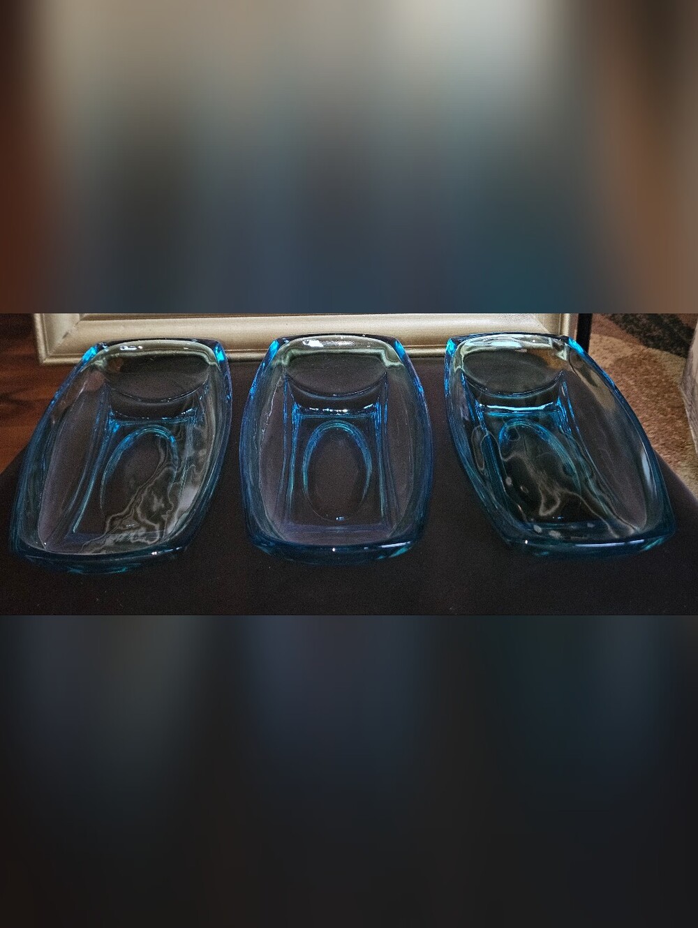Set 3 Vintage Hazel-Atlas '60s; Capri Colonial Blue Pattern Oblong Celery Bowl
